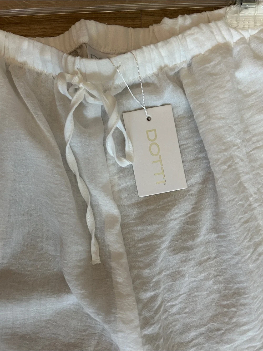 Dotti White Drawstring Wide-Leg Pants